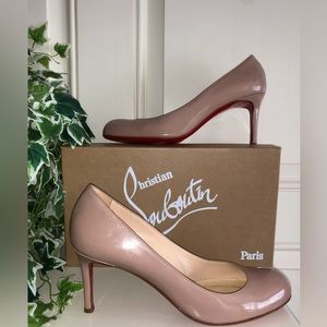 Christian Louboutin Beige Nude Simple Patent Leather Pump 70 Size 38.5